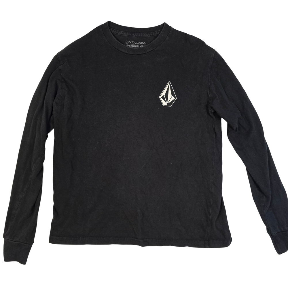Volcom‎ Mens Long Sleeve T-Shirt Black Cotton Stone Logo Graphic Tee Size Medium
